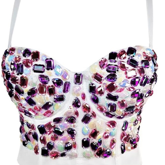 NWOT New Beautiful Gem Bustier, white color, size - Picture 3 of 9
